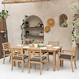 HAPPY GARDEN - Salon de jardin extensible 180/240cm PADAR en acacia 8 places - coussins gris - vignette