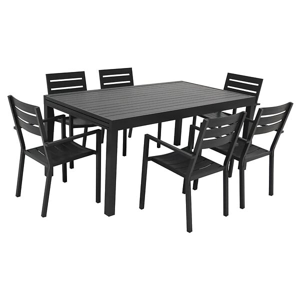 HAPPY GARDEN - Salon de jardin extensible 10 places de 180/300cm aluminium anthracite VENEZIA - large