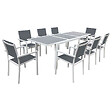 HAPPY GARDEN - Salon de jardin FIRENZE extensible en textilène gris 8 places - aluminium blanc - vignette