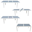 HAPPY GARDEN - Salon de jardin FIRENZE extensible en textilène gris 8 places - aluminium blanc - vignette
