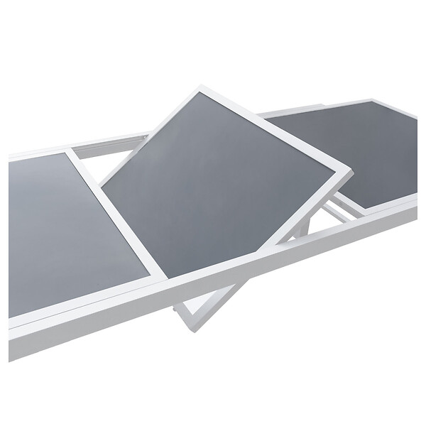 HAPPY GARDEN - Salon de jardin FIRENZE extensible en textilène gris 8 places - aluminium blanc - large