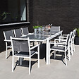 HAPPY GARDEN - Salon de jardin FIRENZE extensible en textilène gris 8 places - aluminium blanc - vignette