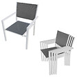 HAPPY GARDEN - Salon de jardin FIRENZE extensible en textilène gris 8 places - aluminium blanc - vignette