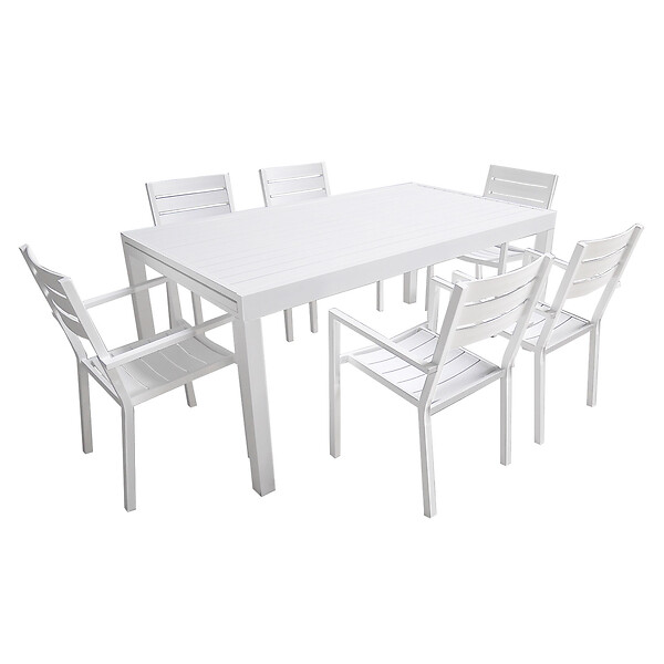 HAPPY GARDEN - Salon de jardin VENEZIA extensible 180/300 en aluminium 10 places - blanc - large