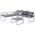 HAPPY GARDEN - Salon de jardin modulable IBIZA en tissu gris 4 places - aluminium blanc - vignette