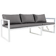 HAPPY GARDEN - Salon de jardin modulable IBIZA en tissu gris 4 places - aluminium blanc - vignette