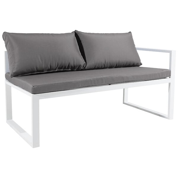HAPPY GARDEN - Salon de jardin modulable IBIZA en tissu gris 4 places - aluminium blanc - large