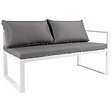 HAPPY GARDEN - Salon de jardin modulable IBIZA en tissu gris 4 places - aluminium blanc - vignette