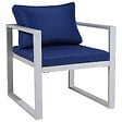 HAPPY GARDEN - Salon de jardin IBIZA en tissu bleu 4 places - aluminium blanc - vignette