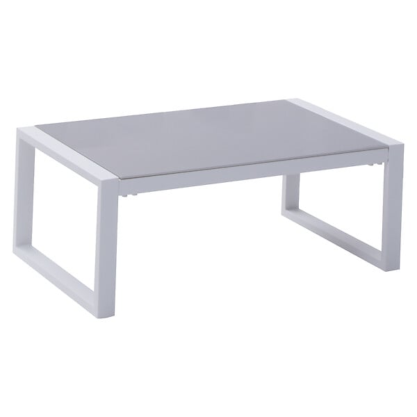 HAPPY GARDEN - Salon de jardin IBIZA en tissu bleu 4 places - aluminium blanc - large