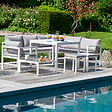 HAPPY GARDEN - Salon de jardin modulable IBIZA en tissu gris 7 places - aluminium blanc - vignette