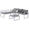 HAPPY GARDEN - Salon de jardin modulable IBIZA en tissu gris 7 places - aluminium blanc - vignette