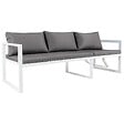HAPPY GARDEN - Salon de jardin modulable IBIZA en tissu gris 7 places - aluminium blanc - vignette