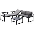 HAPPY GARDEN - Salon de jardin modulable IBIZA en tissu gris 7 places - aluminium anthracite - vignette
