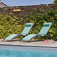 HAPPY GARDEN - Lot de 2 transats GALAPAGOS en textilène vert d'eau - aluminium gris anthracite - vignette