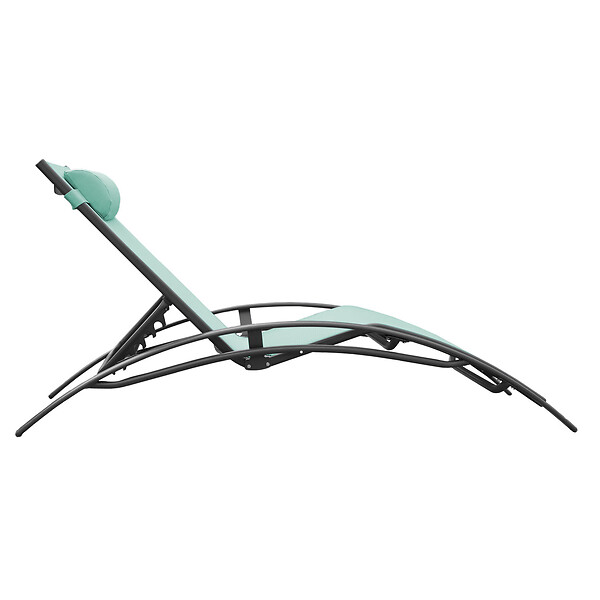 HAPPY GARDEN - Lot de 2 transats GALAPAGOS en textilène vert d'eau - aluminium gris anthracite - large