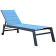 HAPPY GARDEN - Bain de soleil BARBADOS en textilène bleu gris - aluminium anthracite - vignette
