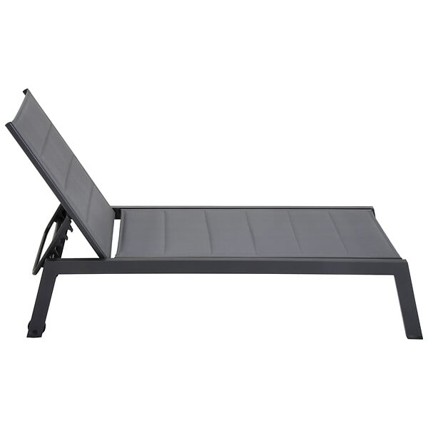 HAPPY GARDEN - Set bain de soleil et table d'appoint BARBADOS en textilène gris - aluminium gris anthracite - large