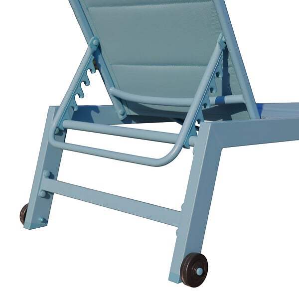 HAPPY GARDEN - Bain de soleil BARBADOS en textilène bleu clair - aluminium bleu clair - large