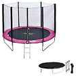 HAPPY GARDEN - Pack Premium Trampoline 245cm réversible gris / rose CANBERRA + filet, échelle, bâche et kit d'ancrage - vignette