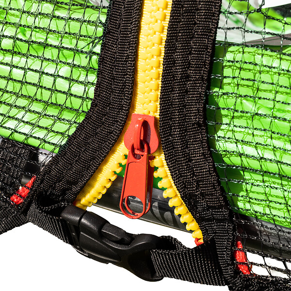 HAPPY GARDEN - Pack Premium Trampoline 370cm réversible vert / bleu PERTH + filet, échelle, bâche et kit d'ancrage - large