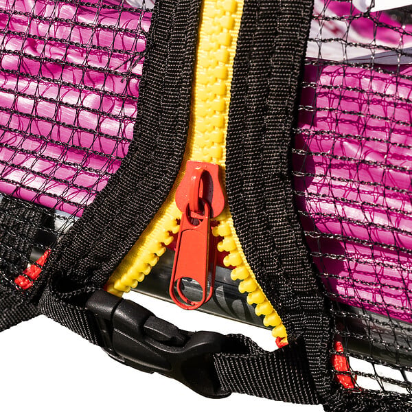 HAPPY GARDEN - Pack Premium Trampoline 305cm réversible rose / gris ADELAÏDE + filet, échelle, bâche et kit d'ancrage - large