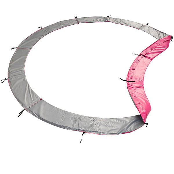 HAPPY GARDEN - Pack Premium Trampoline 370cm réversible rose / gris PERTH + filet, échelle, bâche et kit d'ancrage - large