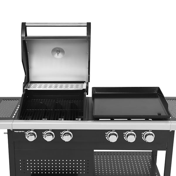 HAPPY GARDEN - Barbecue duo au gaz VESUVIO - 3 brûleurs + plancha 3 brûleurs - large