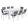HAPPY GARDEN - Salon de jardin VENEZIA extensible 90/180 en textilène gris 8 places - aluminium blanc - vignette