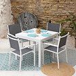 HAPPY GARDEN - Salon de jardin VENEZIA extensible 90/180 en textilène gris 8 places - aluminium blanc - vignette