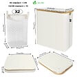 VOUNOT - Panier a linge pliable 145L avec sac intérieur cadre bambou et couvercle beige - vignette