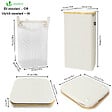 VOUNOT - Panier a linge pliable 100L avec sac intérieur cadre bambou et couvercle beige - vignette