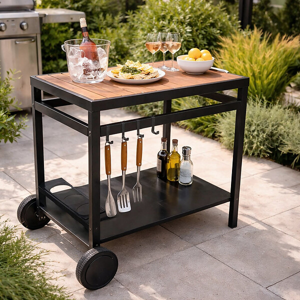 HAPPY GARDEN - Desserte AVEIRO noire pour plancha - large