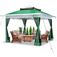 VOUNOT - Tonnelle de jardin exterieure pliable avec moustiquaire 3.6x3.6m vert - vignette