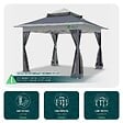 VOUNOT - Tonnelle de jardin exterieure pliable avec moustiquaire Pop up 3.6x3.6m gris - vignette