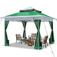 VOUNOT - Tonnelle de jardin exterieure pliable avec moustiquaire Pop up 3.6x3.6m vert - vignette