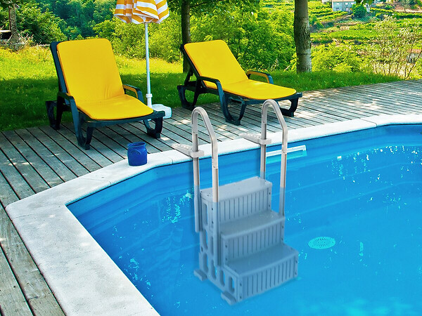 HABITAT ET JARDIN - Escalier simple de piscine "Nathan" - 3 marches - en plastique - large