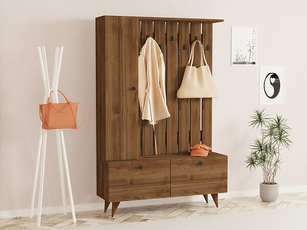 HABITAT ET JARDIN - Meuble d'Entrée en bois "Lala" - 35 x 112 x 170 cm - Noyer - large