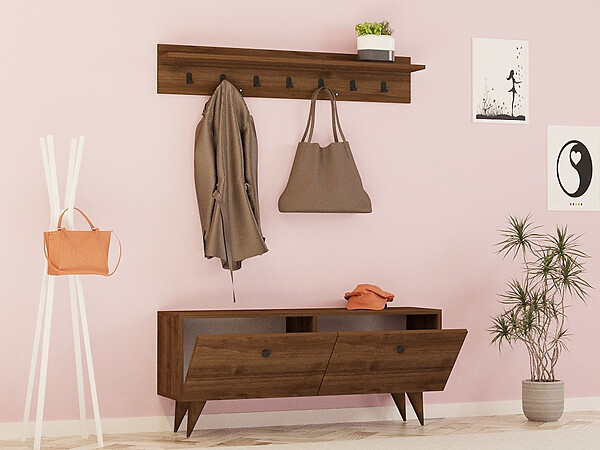 HABITAT ET JARDIN - Meuble d'Entrée en bois "Rupa" - 35 x 113 x 48 cm - Noyer - large