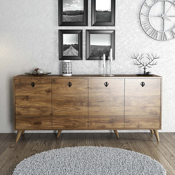 HABITAT ET JARDIN - Buffet en bois "Elite" - 180 x 45 x 80 cm - Marron - large