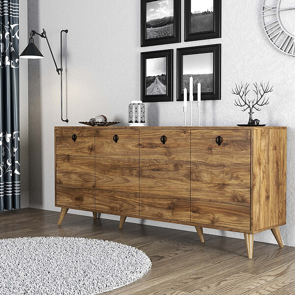 HABITAT ET JARDIN - Buffet en bois "Elite" - 180 x 45 x 80 cm - Marron - large