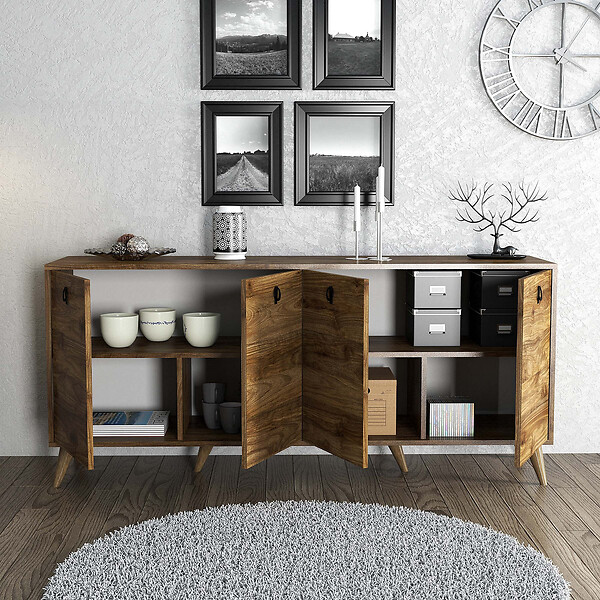HABITAT ET JARDIN - Buffet en bois "Elite" - 180 x 45 x 80 cm - Marron - large
