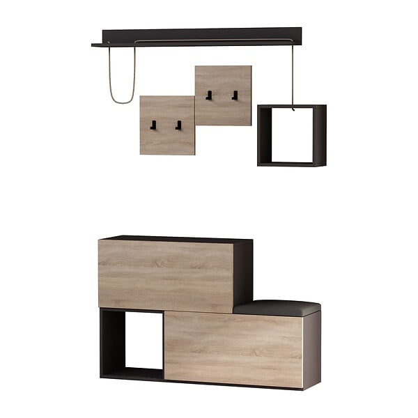 HABITAT ET JARDIN - Meuble d'entrée en bois "Holdon" - 120 x 32 x 78 cm - Gris anthracite - large