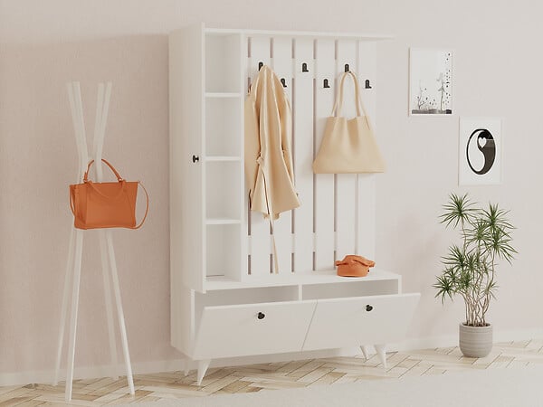 HABITAT ET JARDIN - Meuble d'Entrée en bois "Lala" - 35 x 112 x 170 cm - Blanc - large