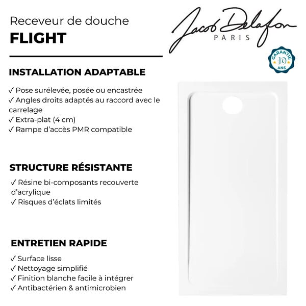 JACOB DELAFON - Lot de 11 pieds p/rec Flight Blanc- réf : E62471-00 - large