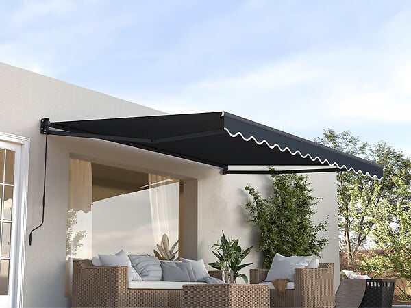 HABITAT ET JARDIN - Auvent store banne rétractable en aluminium 2,5 x 3 m "Ombra 3" - Gris anthracite - large