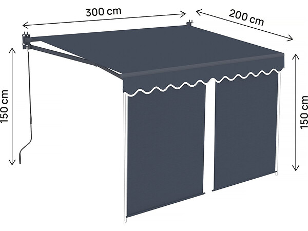 HABITAT ET JARDIN - Store banne avec lambrequin en aluminium 2 x 3 m  "Shadow" - Gris anthracite - large