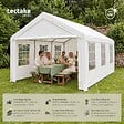 TECTAKE - Tonnelle 6 x 4 m blanche structure acier revêtu par poudre panneaux polyéthylène imperméable protection uv 50+ fenêtres amovibles - vignette