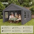 TECTAKE - Tonnelle 4 x 6 m imperméable protection uv 50+ gris structure solide acier bâche de toit panneaux latéraux amovibles fenêtres - vignette