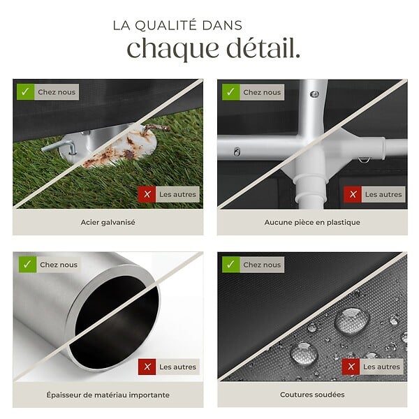 TECTAKE - Tonnelle 4 x 6 m imperméable protection uv 50+ gris structure solide acier bâche de toit panneaux latéraux amovibles fenêtres - large